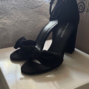 Marc Fisher Black Bow Heeled Sandals